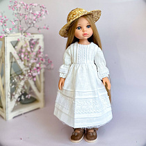 Платье на куклу Paola Reina 33 см, лён, белое